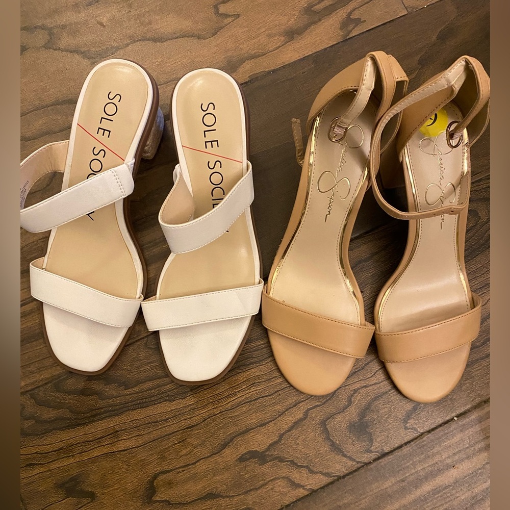 Two pairs of heeled sandals